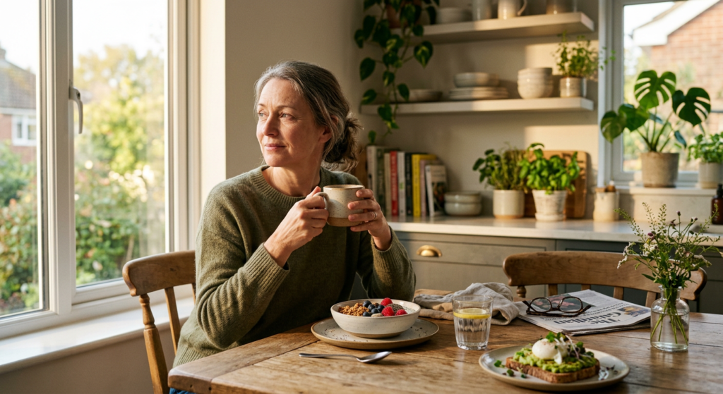Woman experiencing afternoon fatigue related to blood sugar balance and metabolic wellness