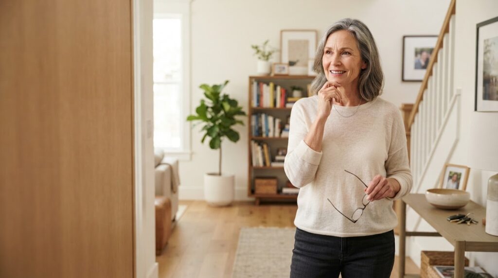 Woman experiencing a moment of everyday forgetfulness after 50